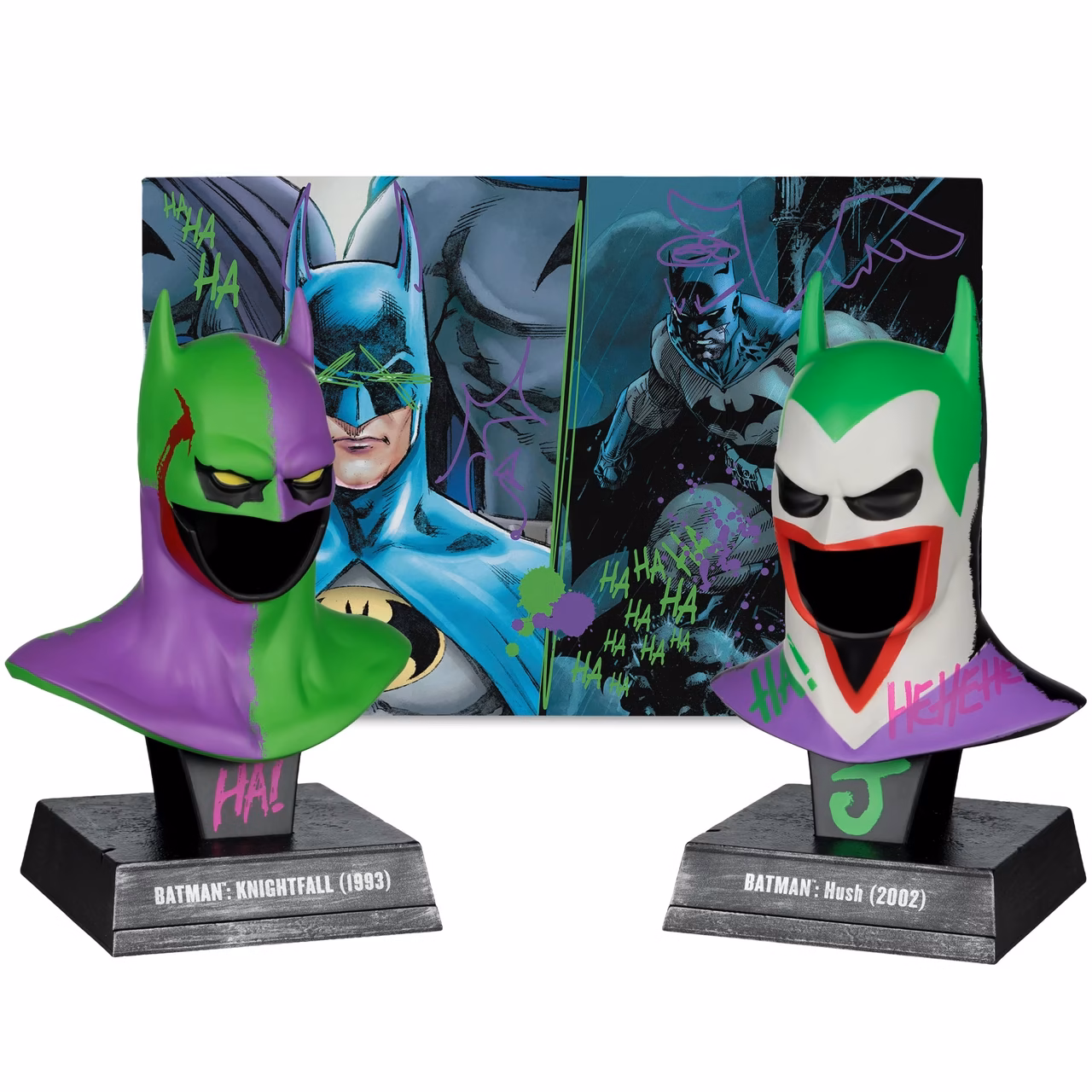 17949_02_NL__73838 McFarlane DC Direct Batman Hush & Knightfall Jokerized Gold Label 1/3 Cowl Replica 2-Pack - Görsel 1