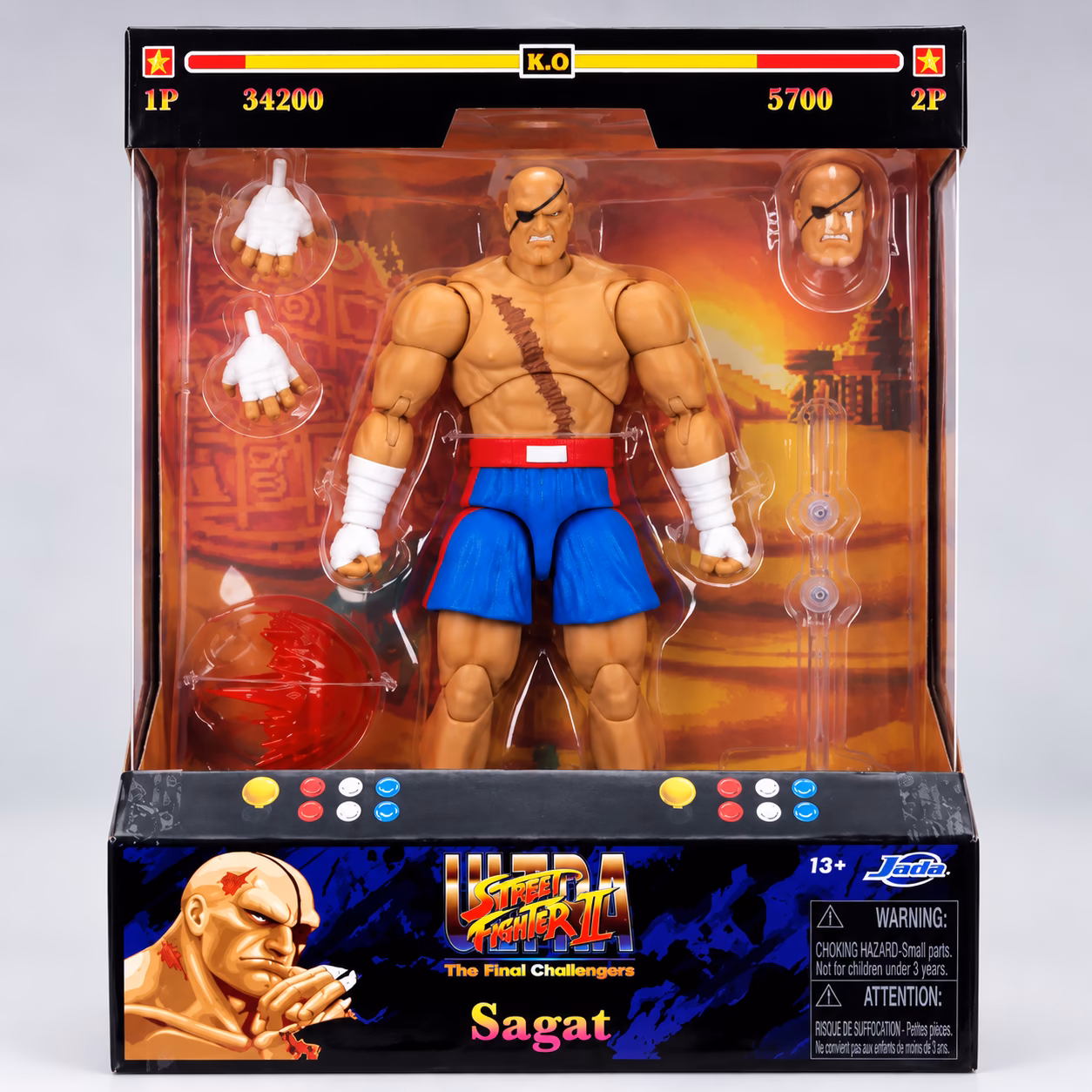 78a51fff-4f59-43e0-b4ff-c8a3eb0c4229 Jada Toys Street Fighter II Sagat 7.5" Action Figure - Görsel 1