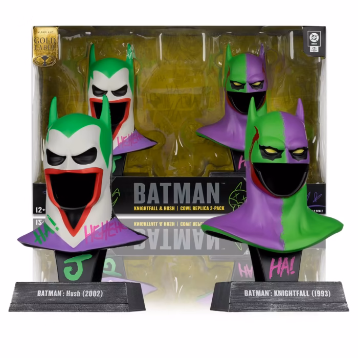 McFarlane DC Direct Batman Hush & Knightfall Jokerized Gold Label 1/3 Cowl Replica 2-Pack - Görsel 2